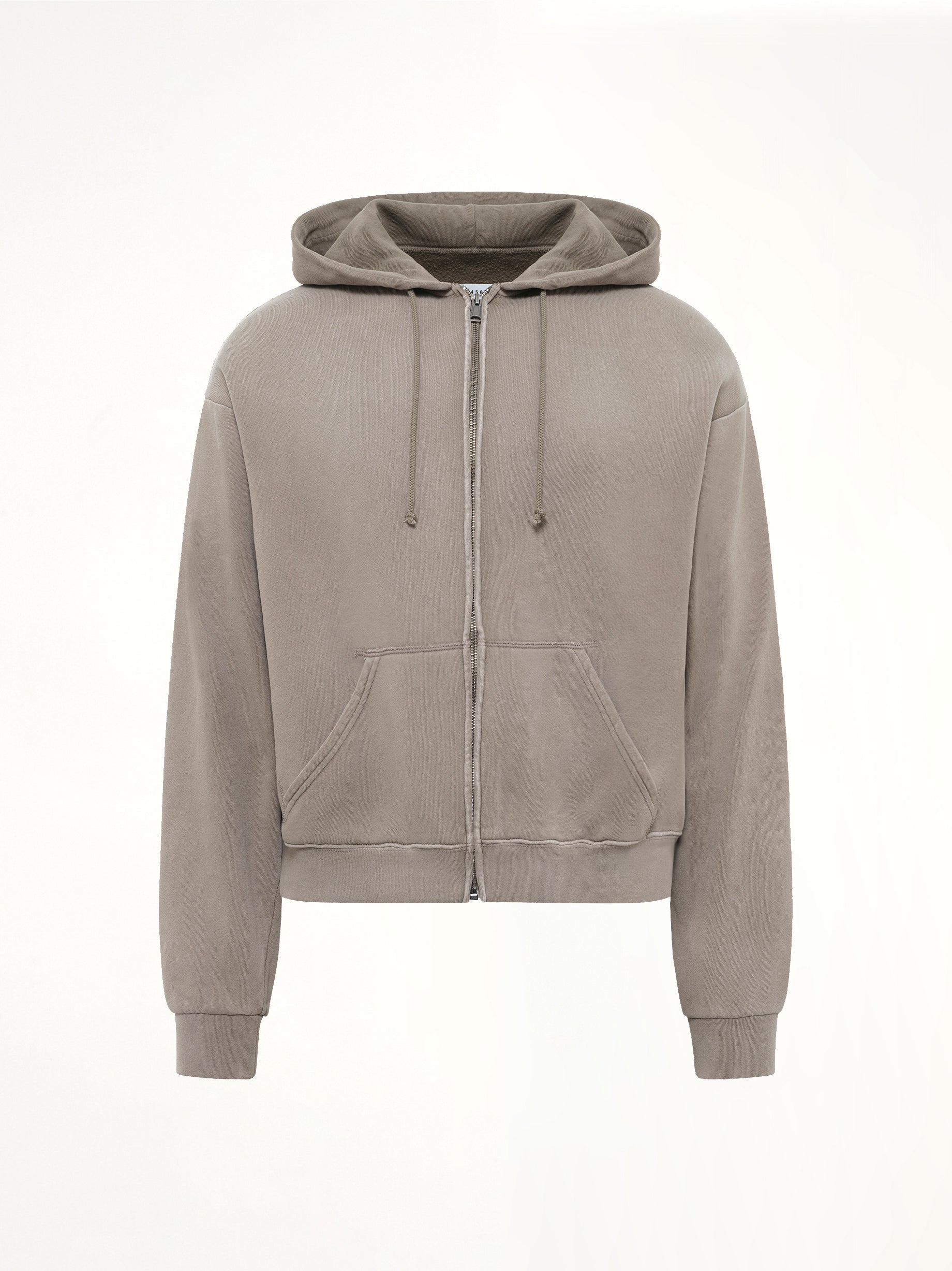 4-Stitch Zipped Hoodie in Brown
