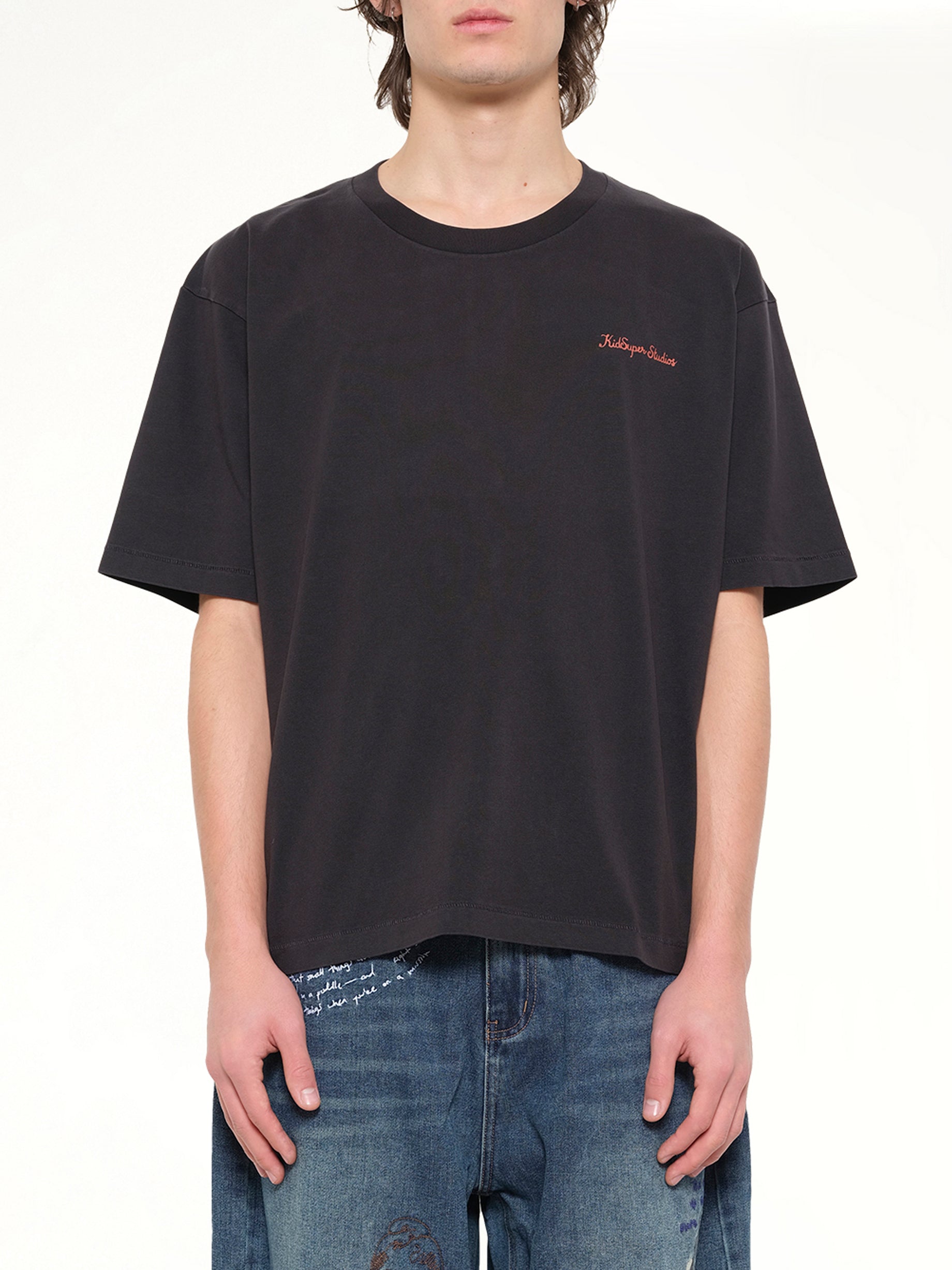 Dove Pattern T-Shirt in Washed Black