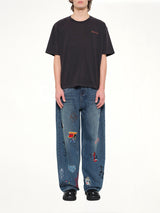 Dove Pattern T-Shirt in Washed Black