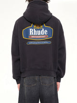 Racing Crest Zip-Up Hoodie in Vintage Black