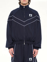 Rhude Mesh Piping Raglan Track Jacket in Navy/White