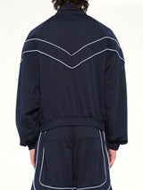 Rhude Mesh Piping Raglan Track Jacket in Navy/White