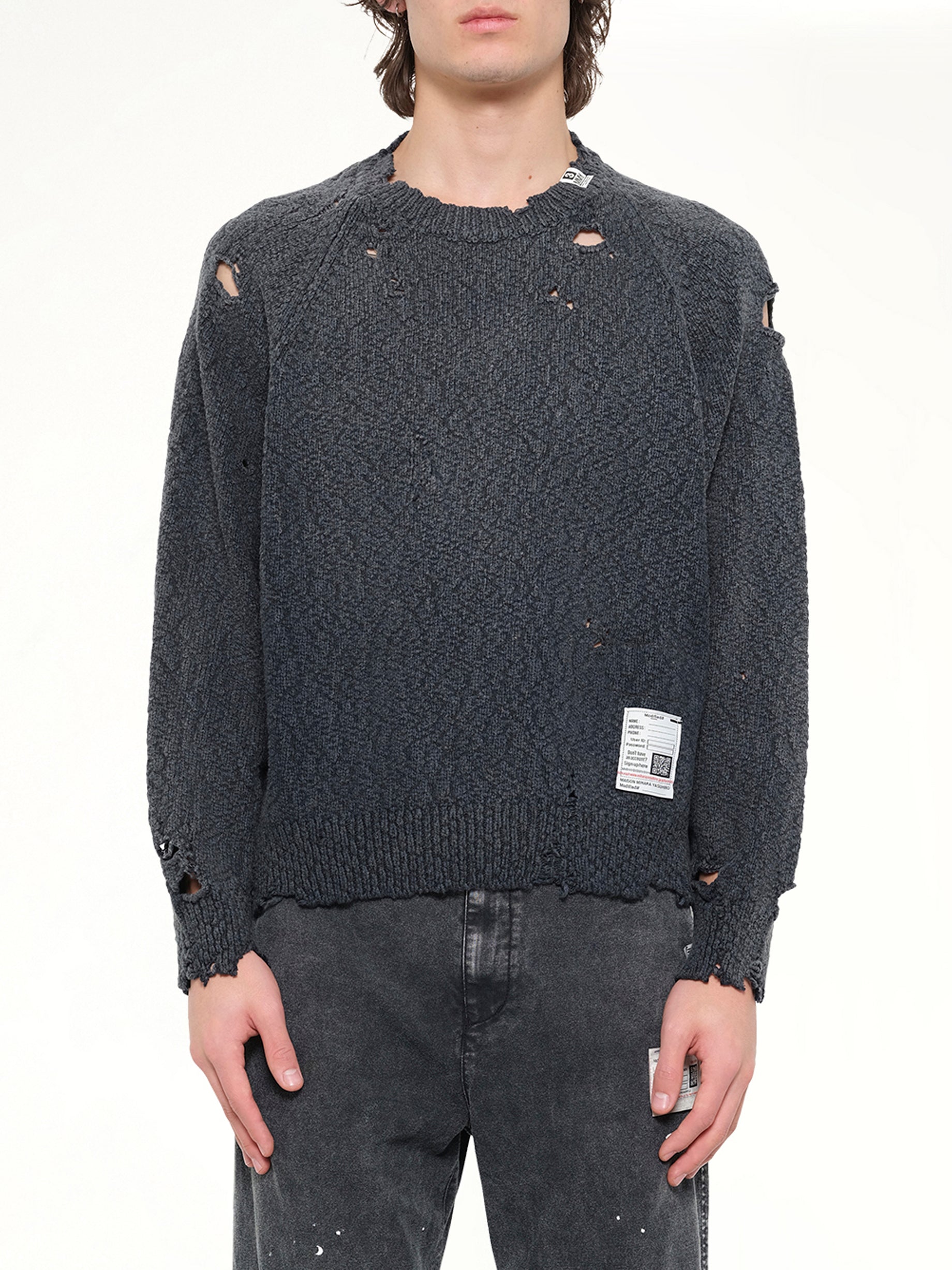 Sun Faded Knit Pullover in Black