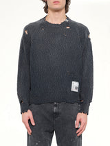 Sun Faded Knit Pullover in Black