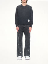 Sun Faded Knit Pullover in Black