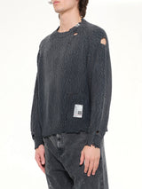Sun Faded Knit Pullover in Black