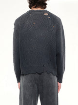 Sun Faded Knit Pullover in Black