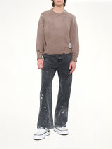 Sun Faded Knit Pullover in Brown