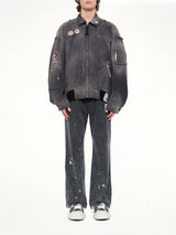 Sun Faded Military Jacket in Black