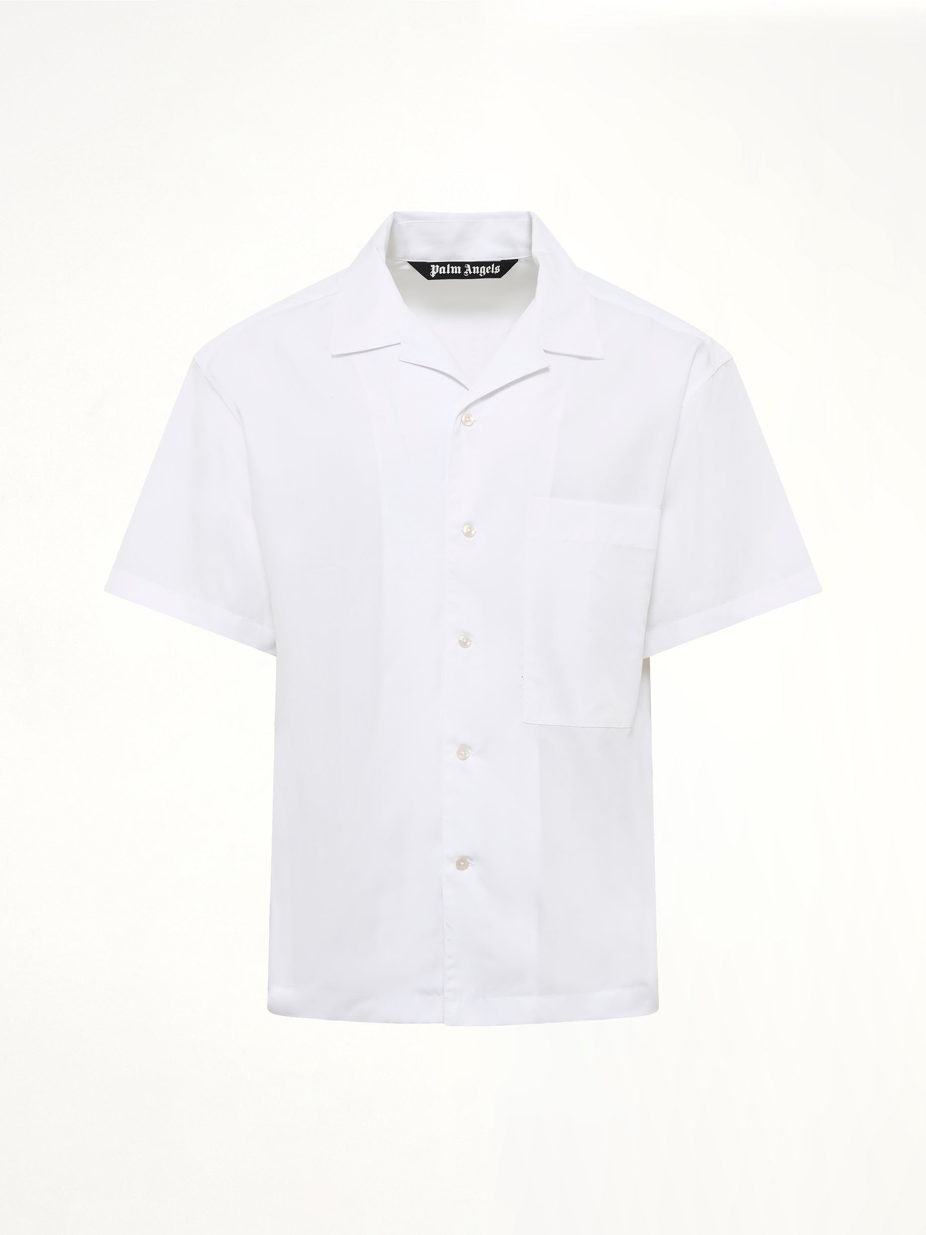 B Curved Logo Bowling Shirt in Off White/Black