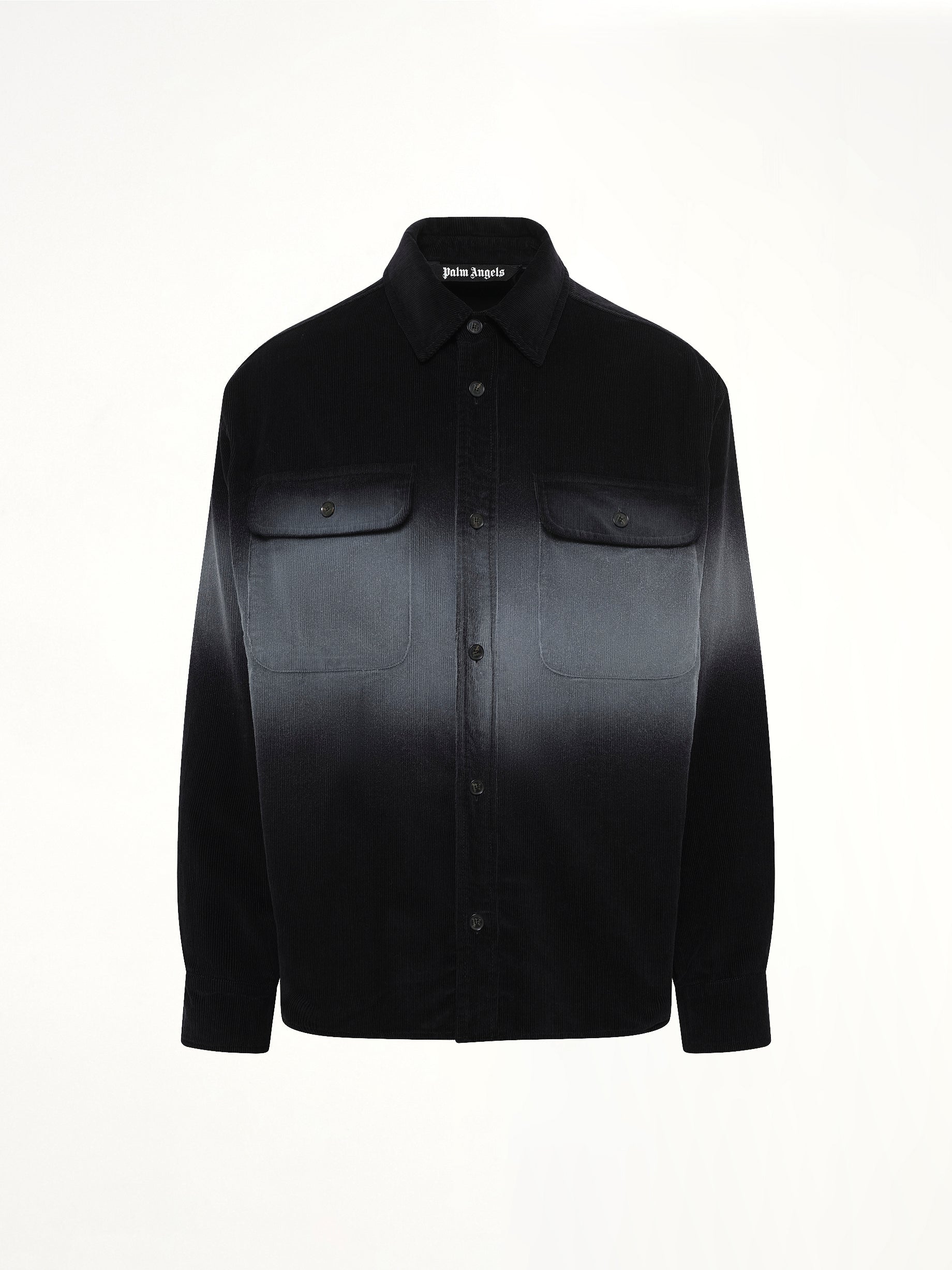 Faded Effect Classic Logo Loose Overshirt in Black/Off White
