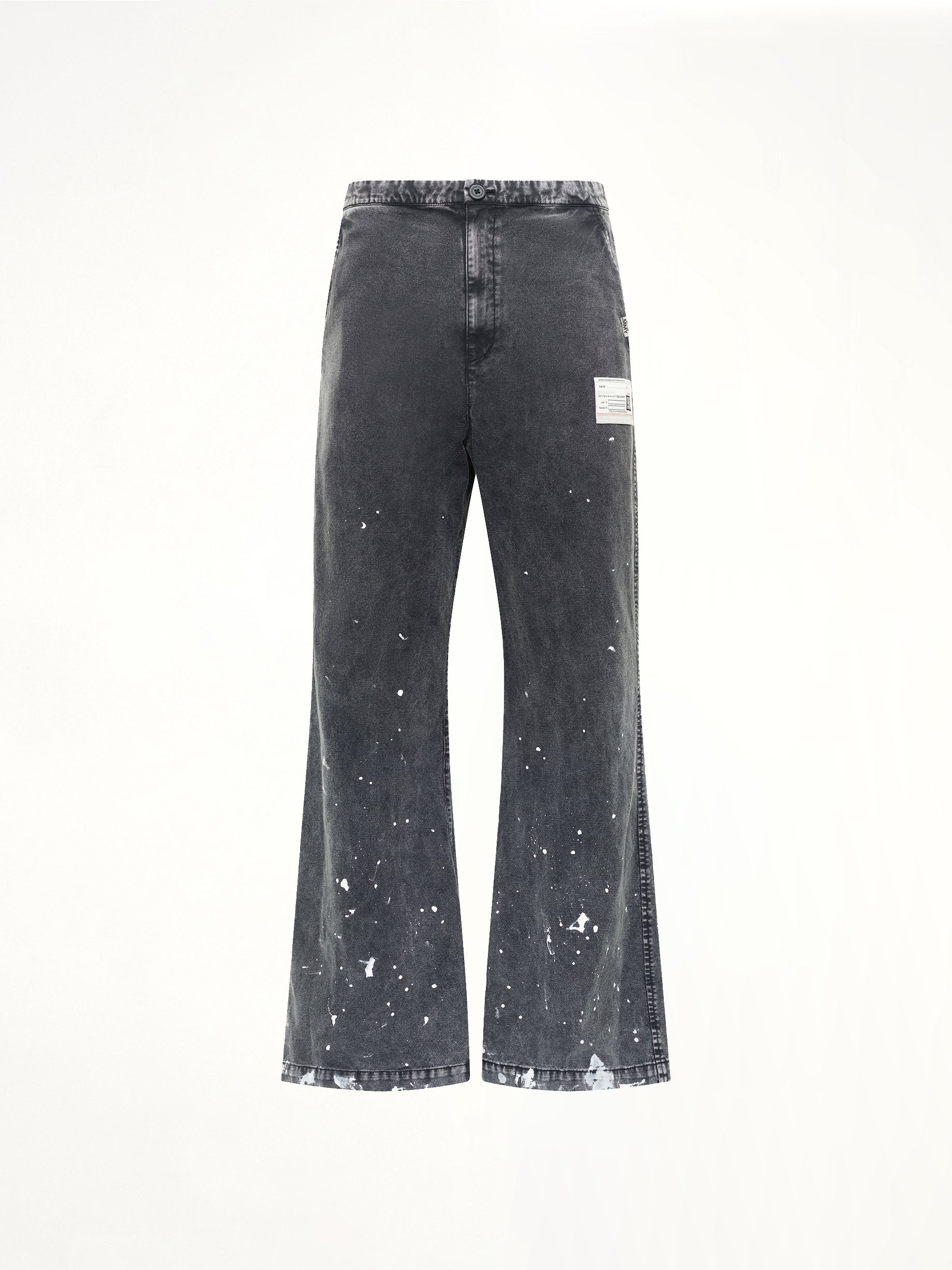 Distressed Cotton Linen Trousers in Black