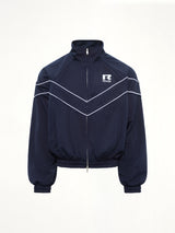 Rhude Mesh Piping Raglan Track Jacket in Navy/White