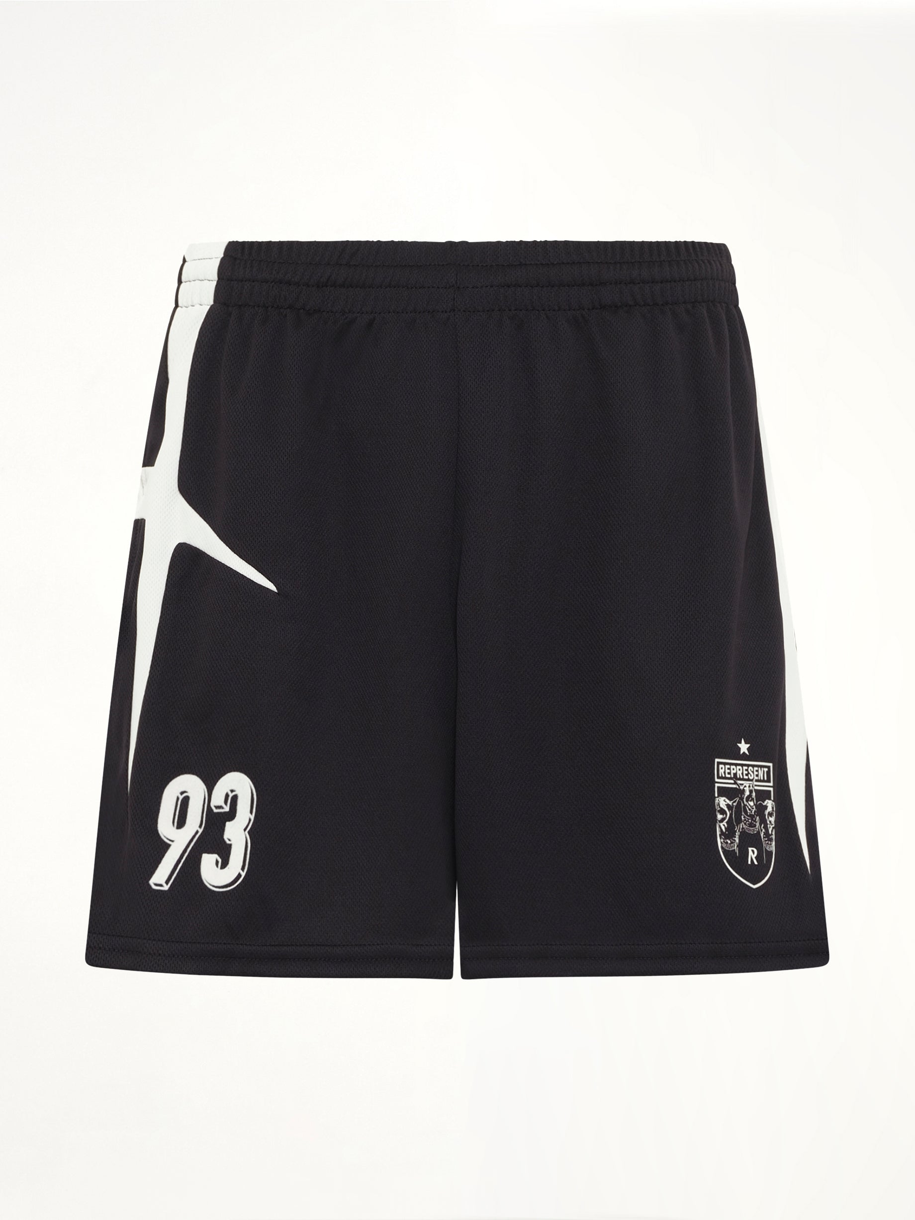 Star Football Panelled Shorts in Jet Black
