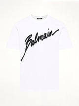 Balmain Letter Flock T-Shirt Reg Fit in White