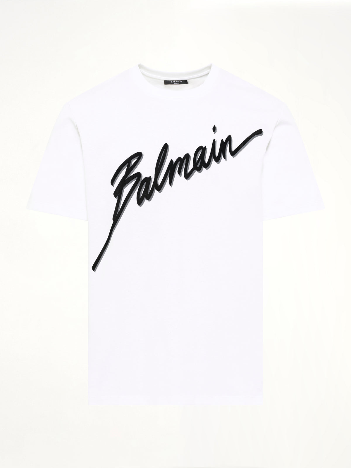 Balmain Letter Flock T-Shirt Reg Fit in White