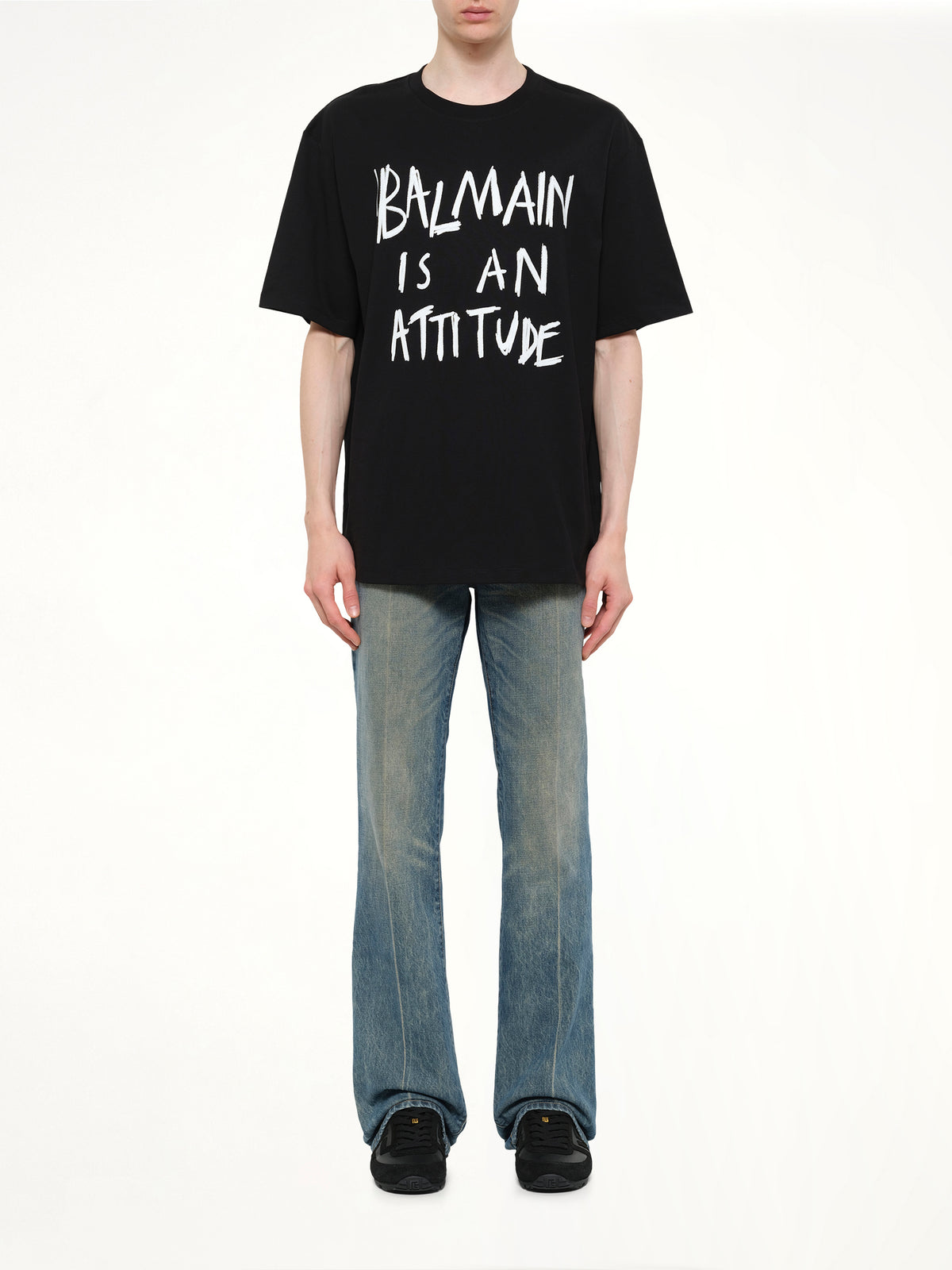 Balmain Attitude T-Shirt Bulky Fit in Black/White