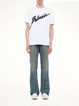 Balmain Letter Flock T-Shirt Reg Fit in White