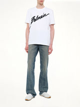 Balmain Letter Flock T-Shirt Reg Fit in White