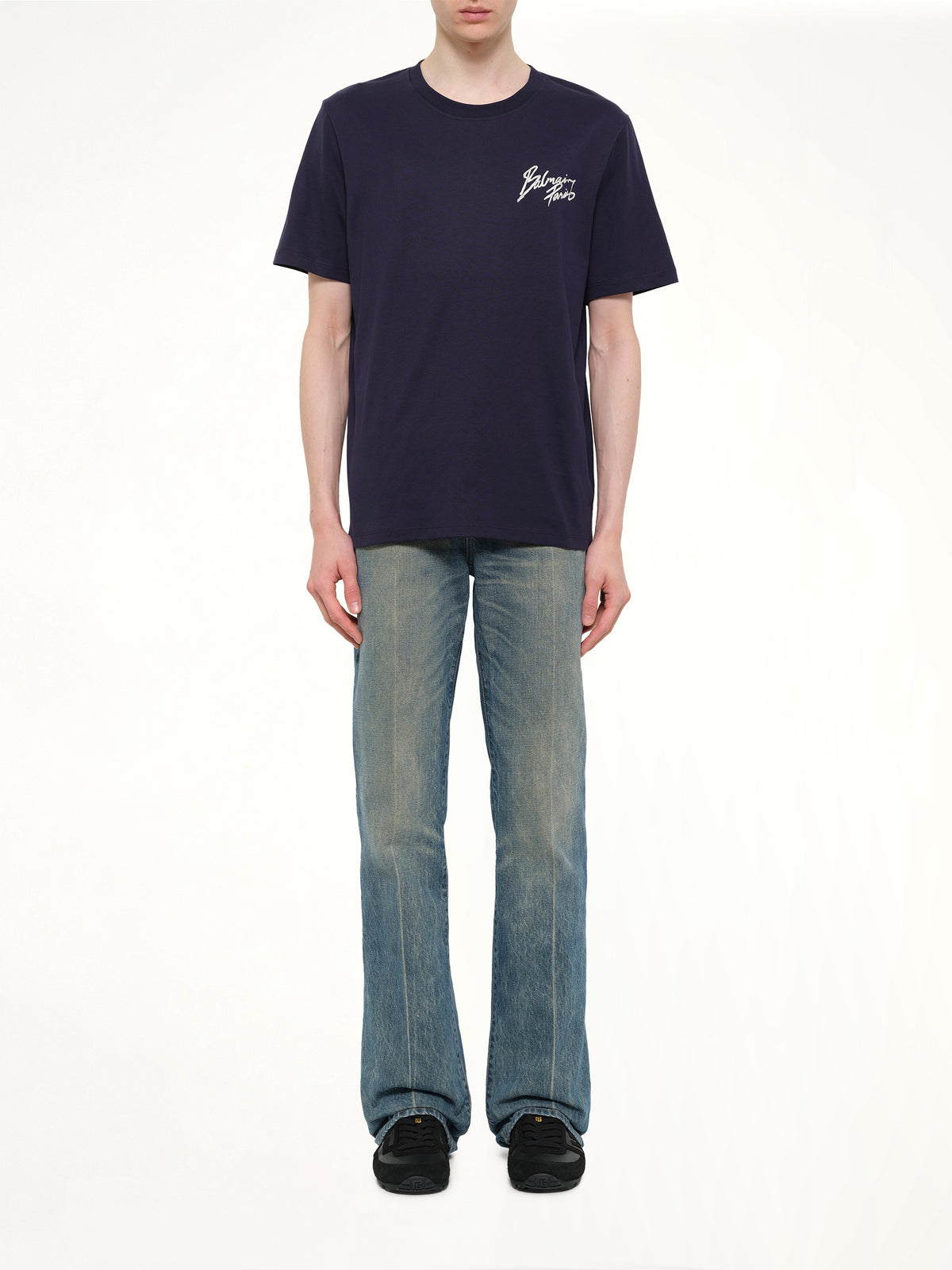 Small Balmain Paris Brush T-Shirt Reg Fit in Blue
