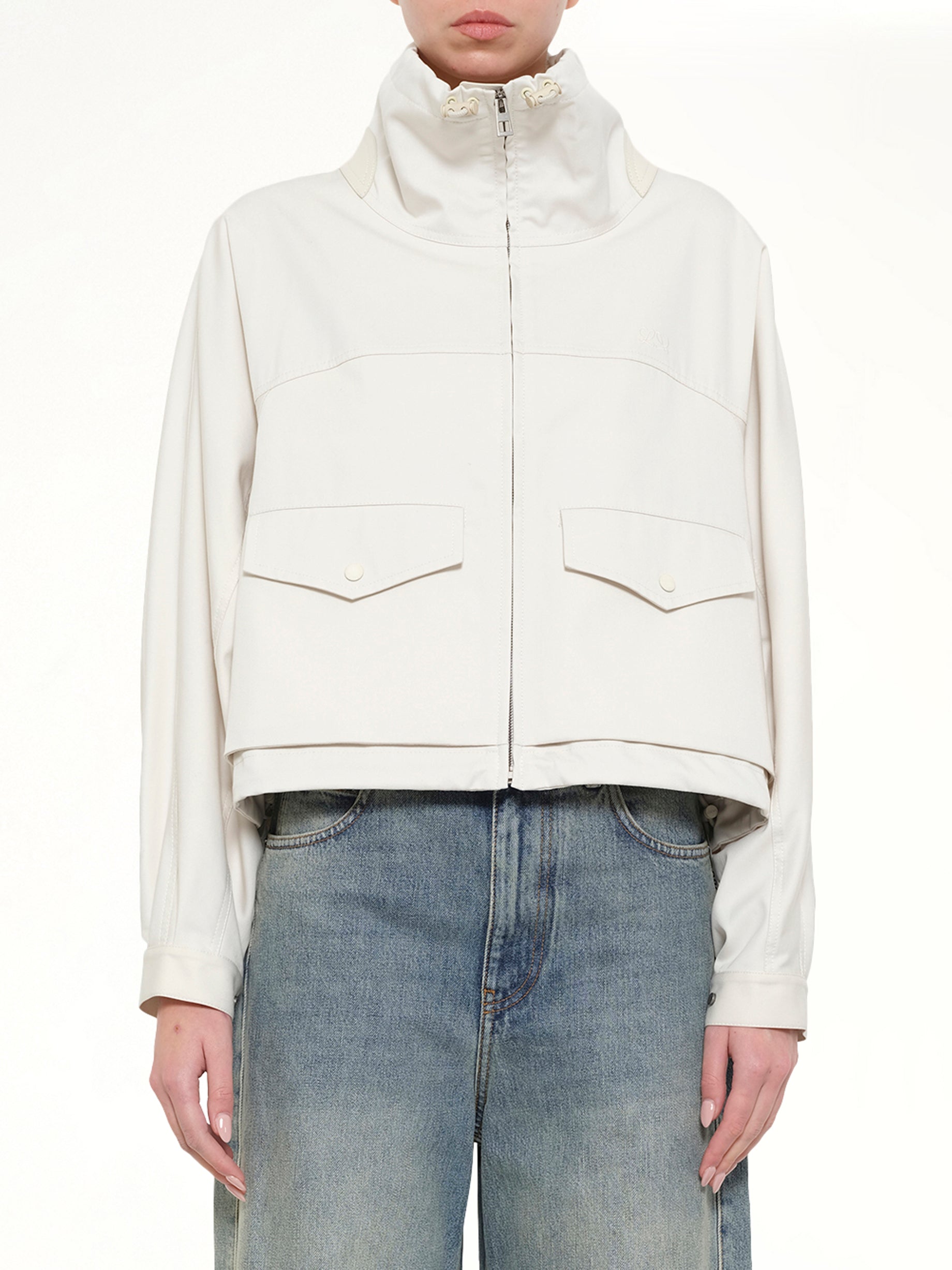 Cotton Silk Gabardine Jacket in Ivory