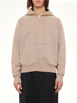 Embossed Ami De Coeur Zipped Hoodie in Beige