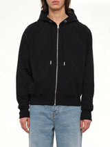 Embossed Ami De Coeur Zipped Hoodie in Black