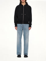 Embossed Ami De Coeur Zipped Hoodie in Black
