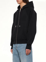 Embossed Ami De Coeur Zipped Hoodie in Black