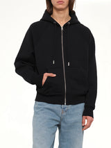 Embossed Ami De Coeur Zipped Hoodie in Black