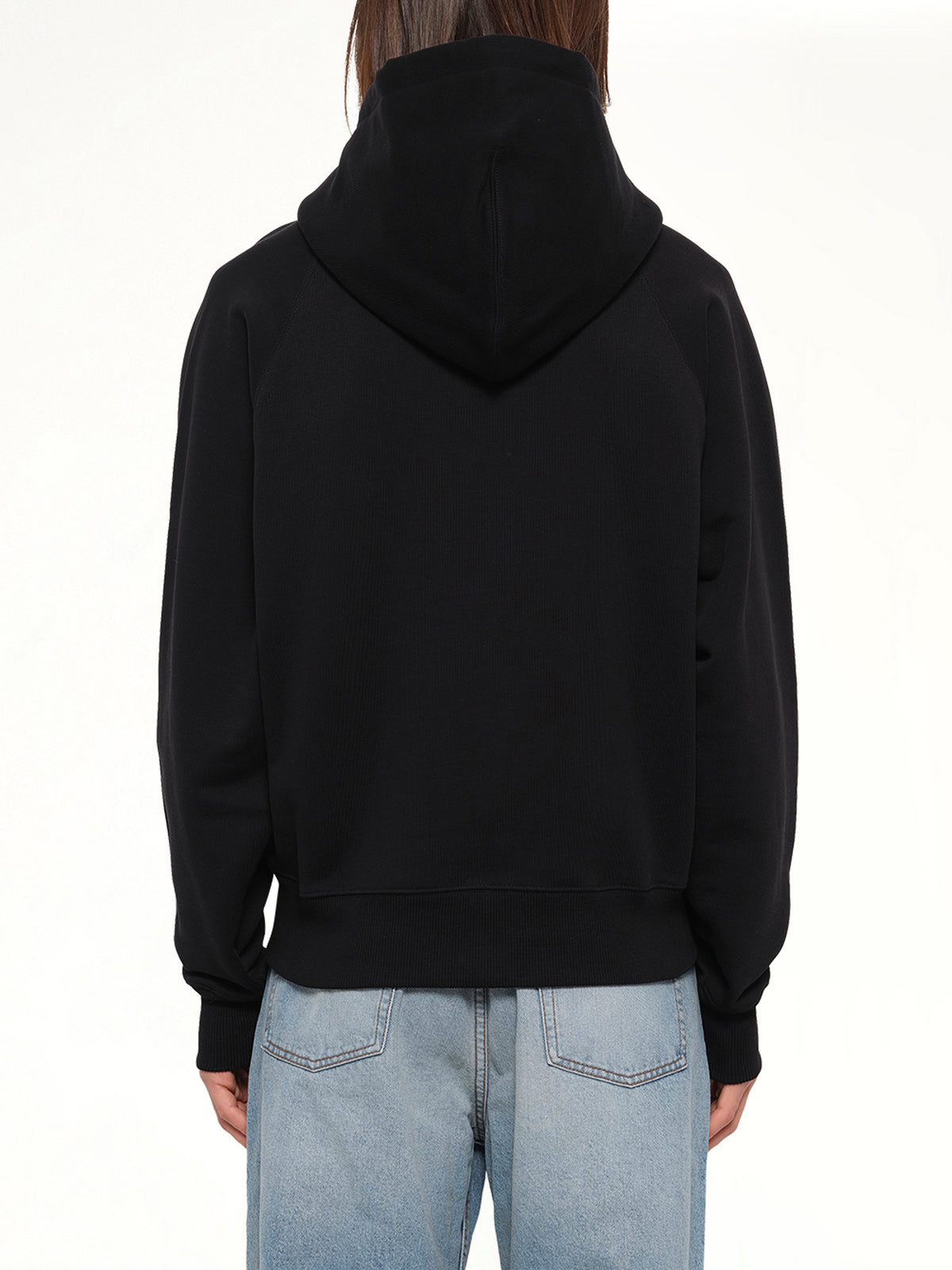 Embossed Ami De Coeur Zipped Hoodie in Black
