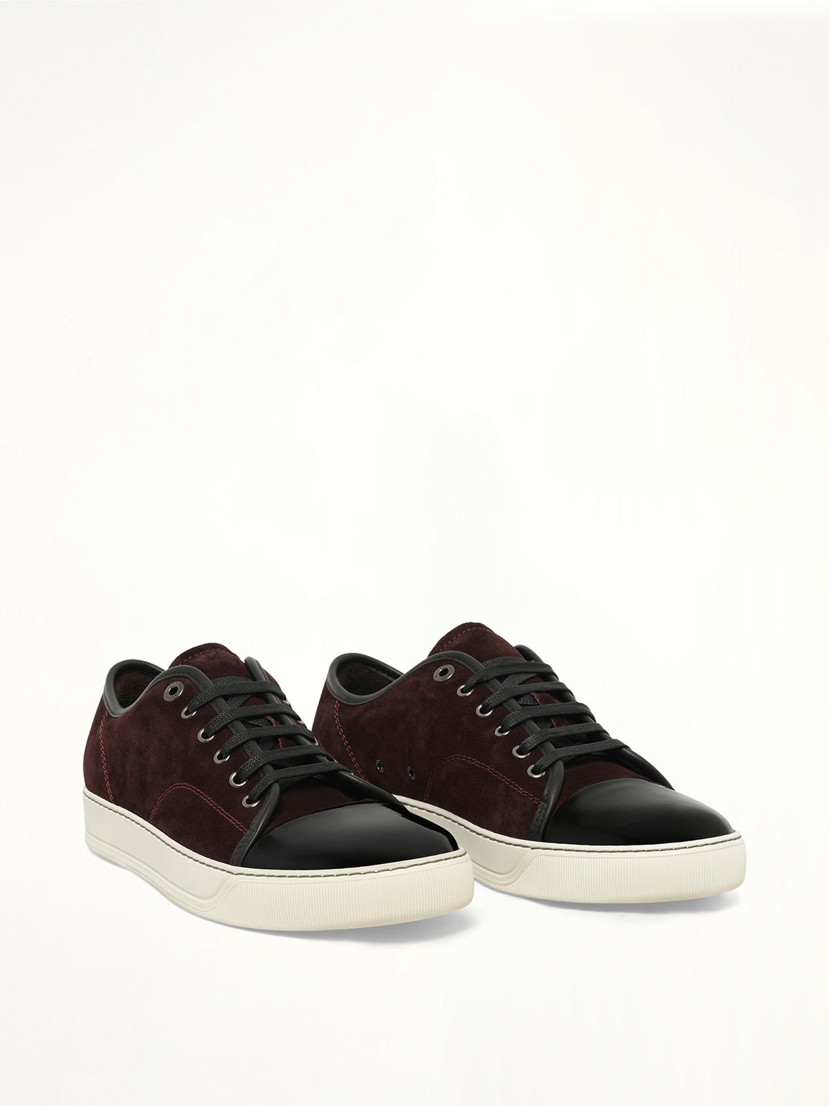 Suede Patent Sneaker in Burgundy