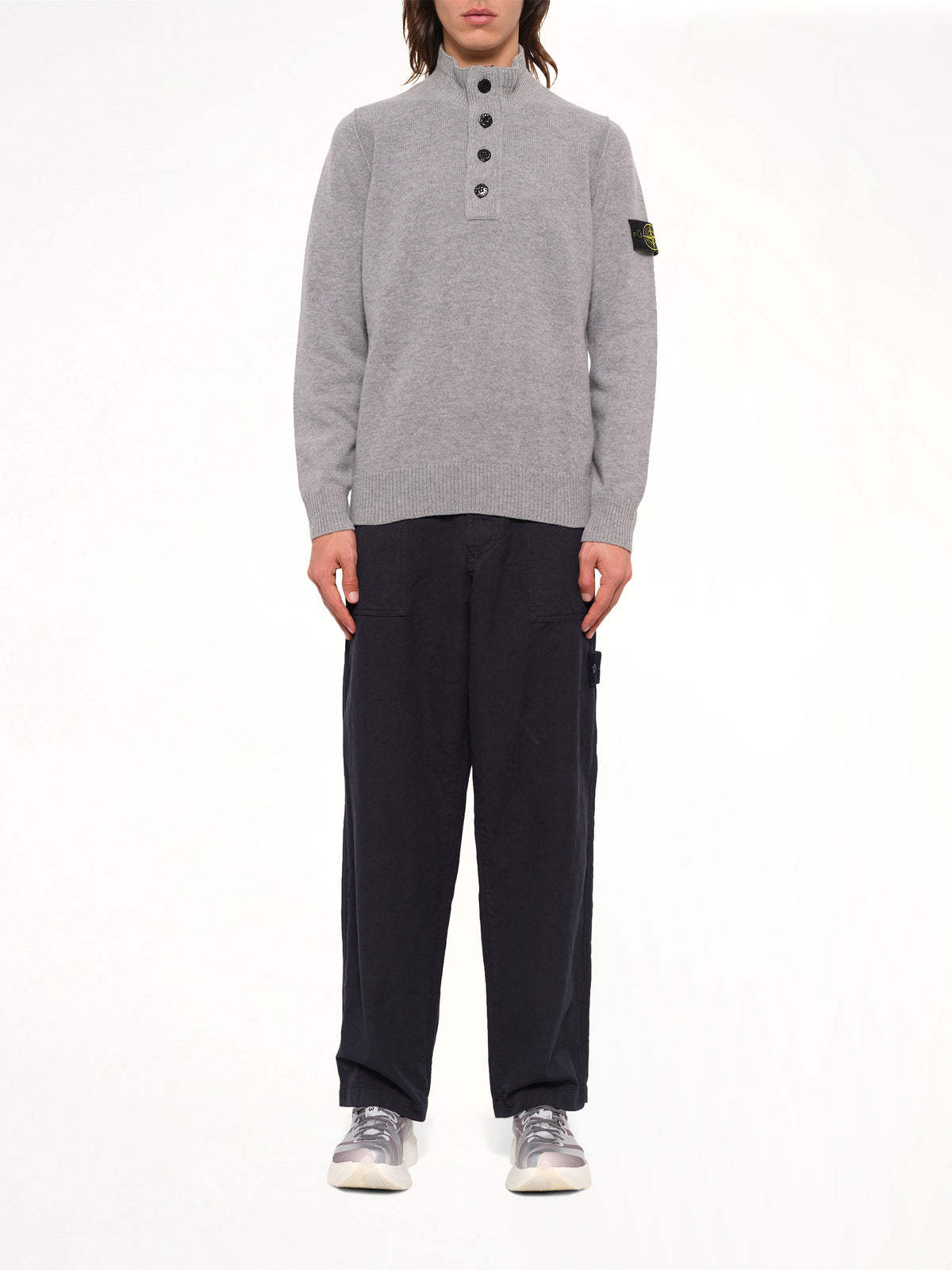 5100040 Lambswool Half-Zip Sweater in Grey Melange