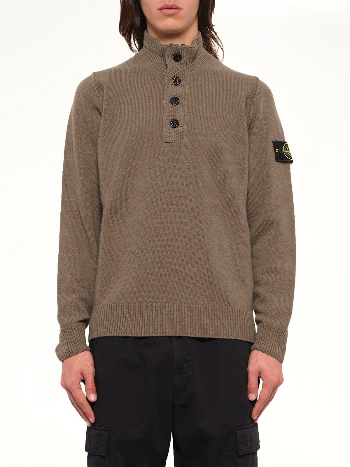 5100040 Lambswool Half-Zip Sweater in Military Green