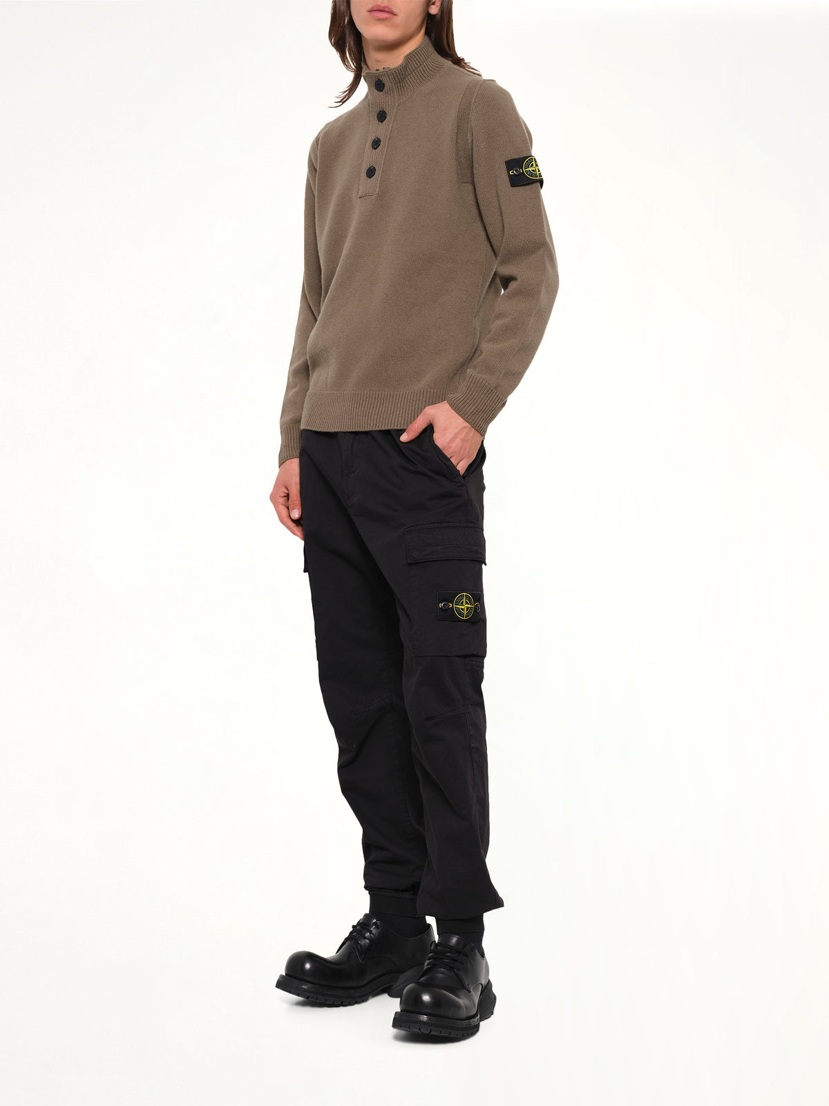 5100040 Lambswool Half-Zip Sweater in Military Green