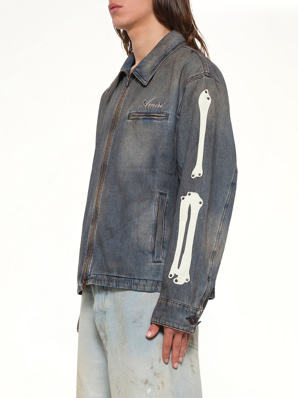 Lea Bones Denim Blouson in Dark Dust
