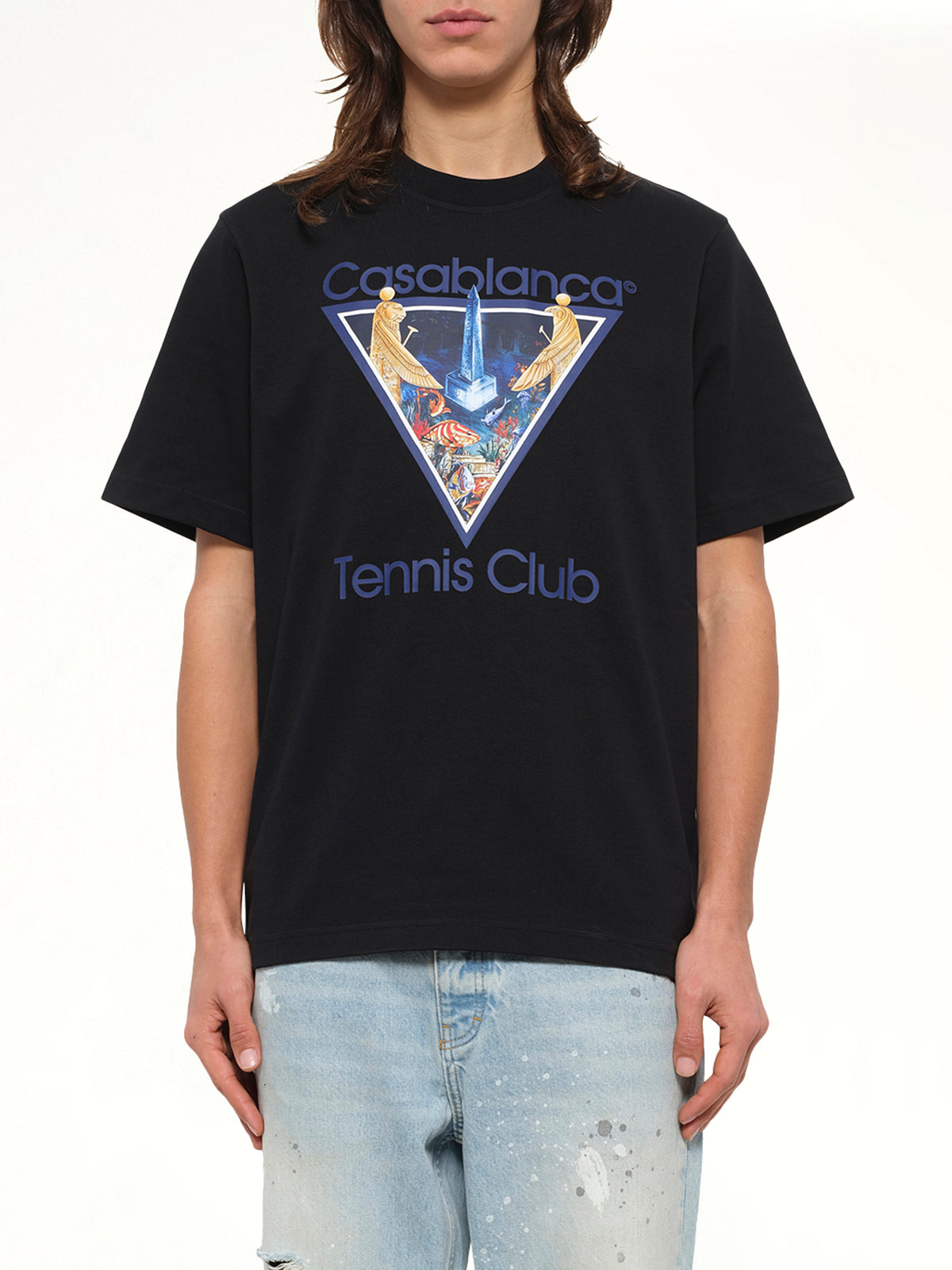 Monde Perdu Tennis Club Icon Printed Classic T-Shirt in Black