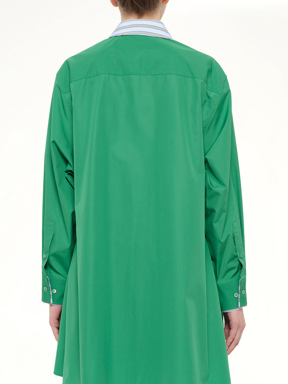 Cotton Poplin Shirt Dress in Green