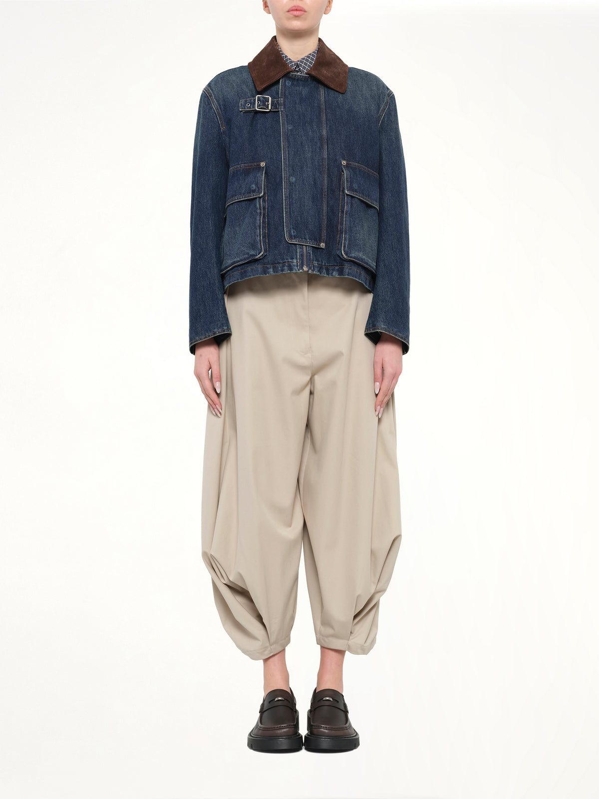 Short Denim Parka in Dark Blue