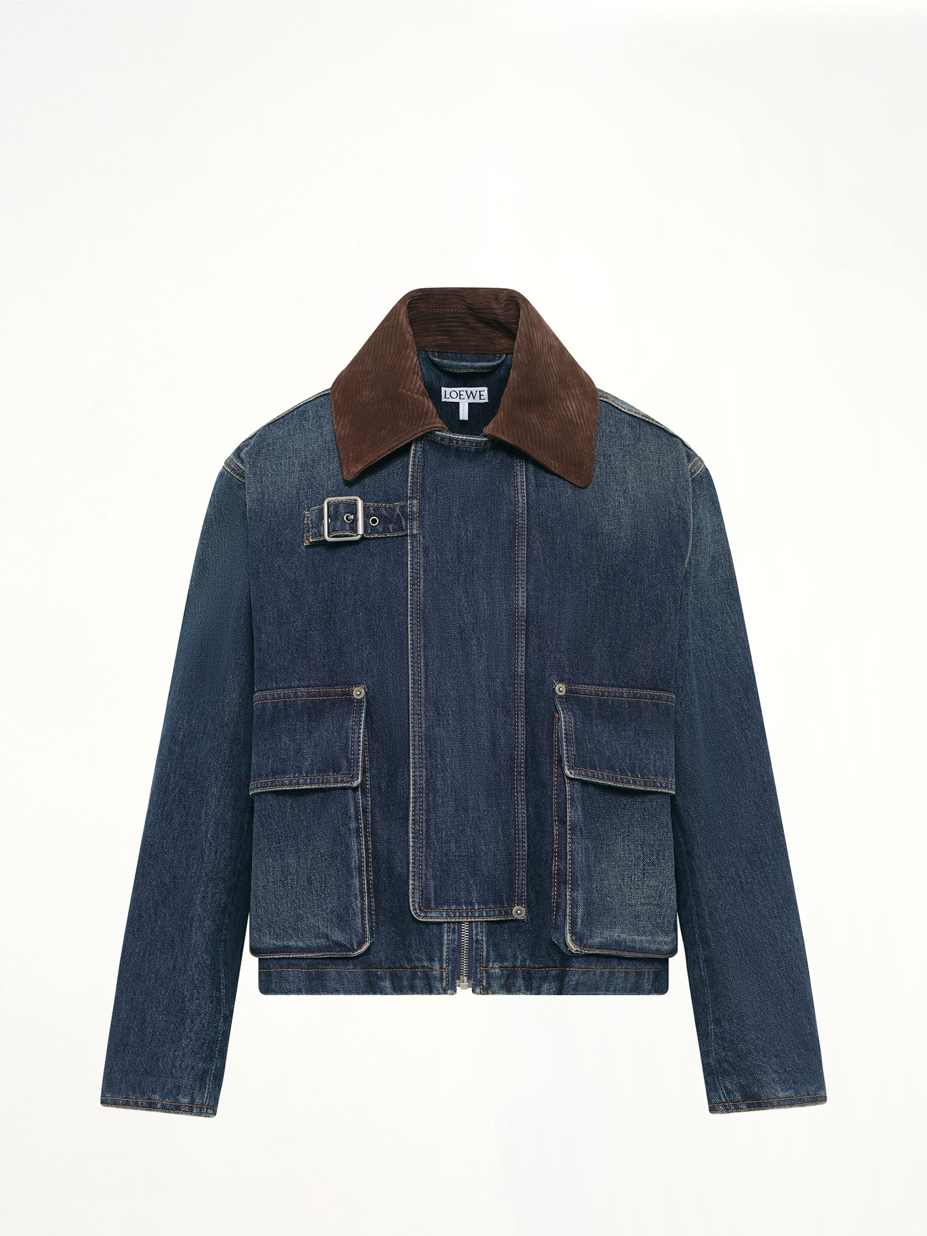 Short Denim Parka in Dark Blue