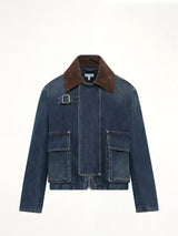 Short Denim Parka in Dark Blue