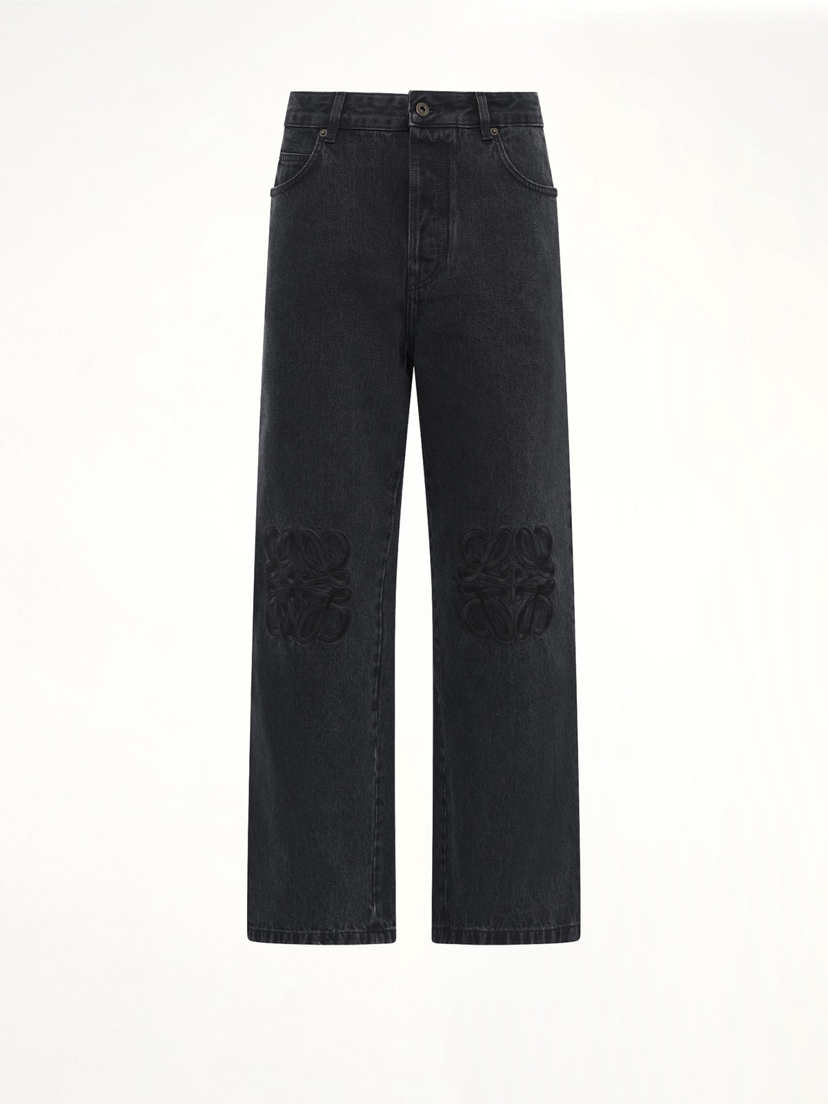 Tonal Anagram Baggy Jeans AF in Black