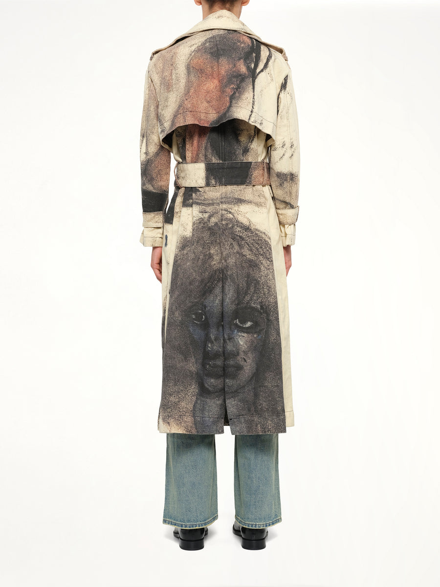 Sketched Faced Trench Coat in Cream
