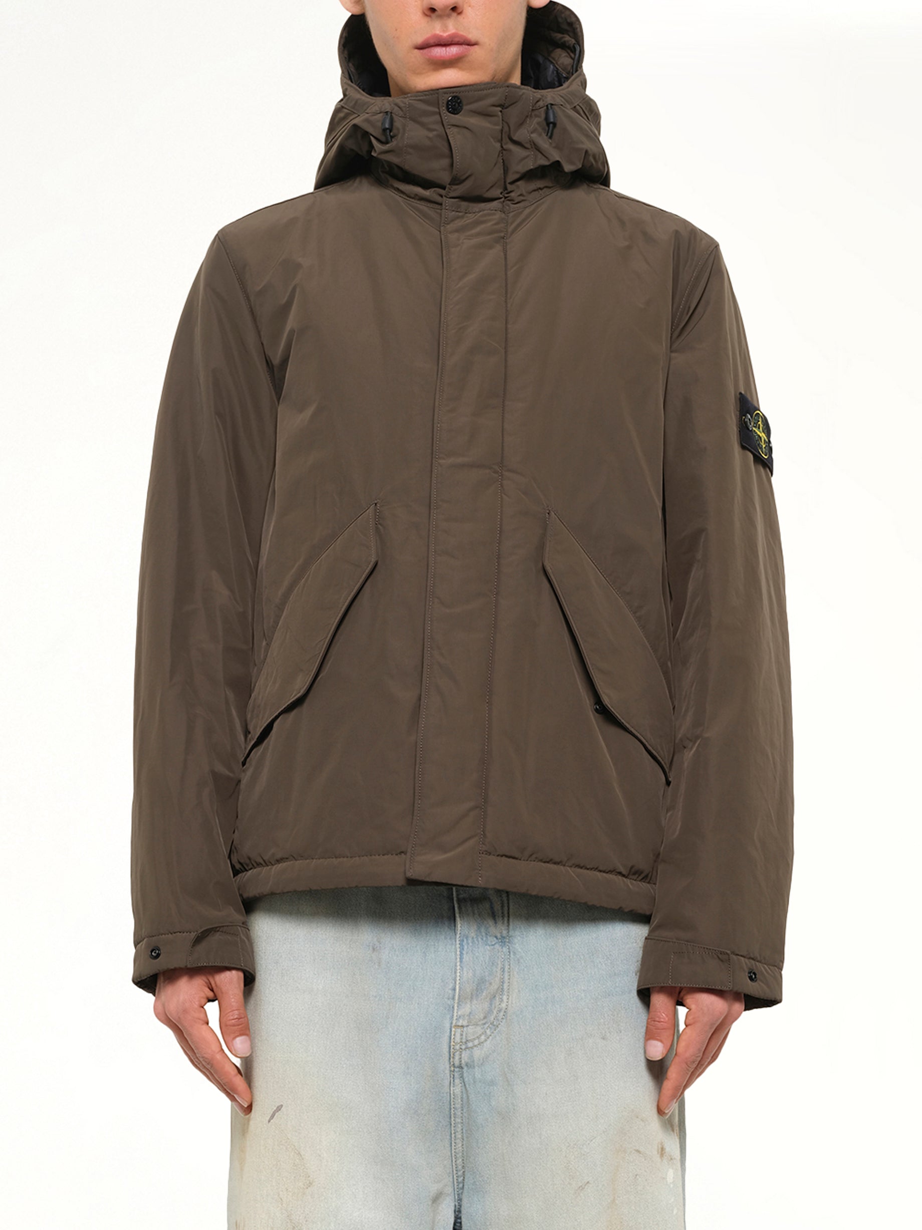 4100010 Nylon Short Parka in Coal Grey