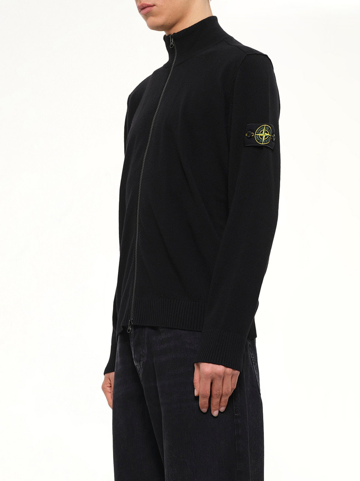 5100023 Light RWS Geelong Wool Zip-Up Cardigan in Black