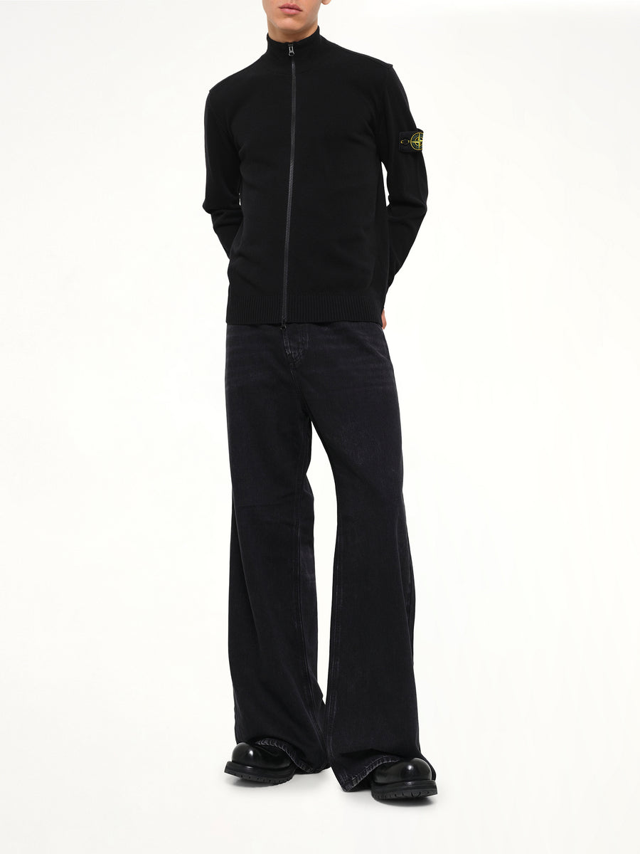 5100023 Light RWS Geelong Wool Zip-Up Cardigan in Black