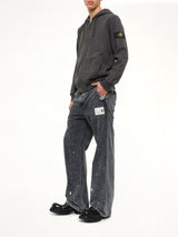 6100067 Brushed Cotton Zip-Up Hoodie in Lead Grey