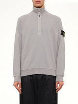 6100068 Brushed Cotton Quarter Zip Sweatshirt in Grey