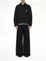 Garment Dyed Zip Up Jacket in Black