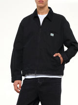 Garment Dyed Zip Up Jacket in Black